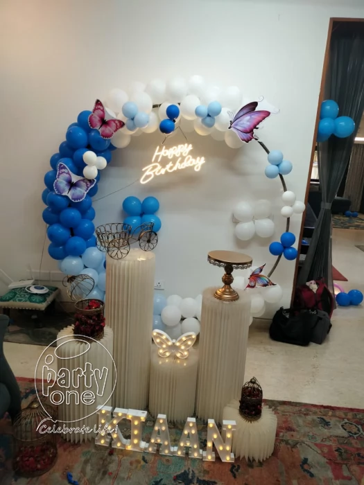 birthday Blue and White Butterfly Ring Decor